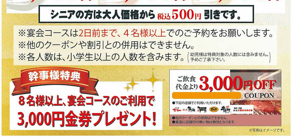 焼肉宴会コース　メニュー